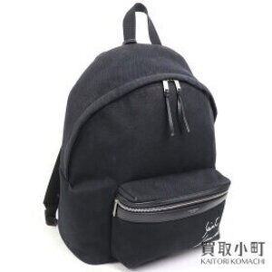 Saint Laurent City Backpack Canvas Embroidery Black Rucksack Daypack